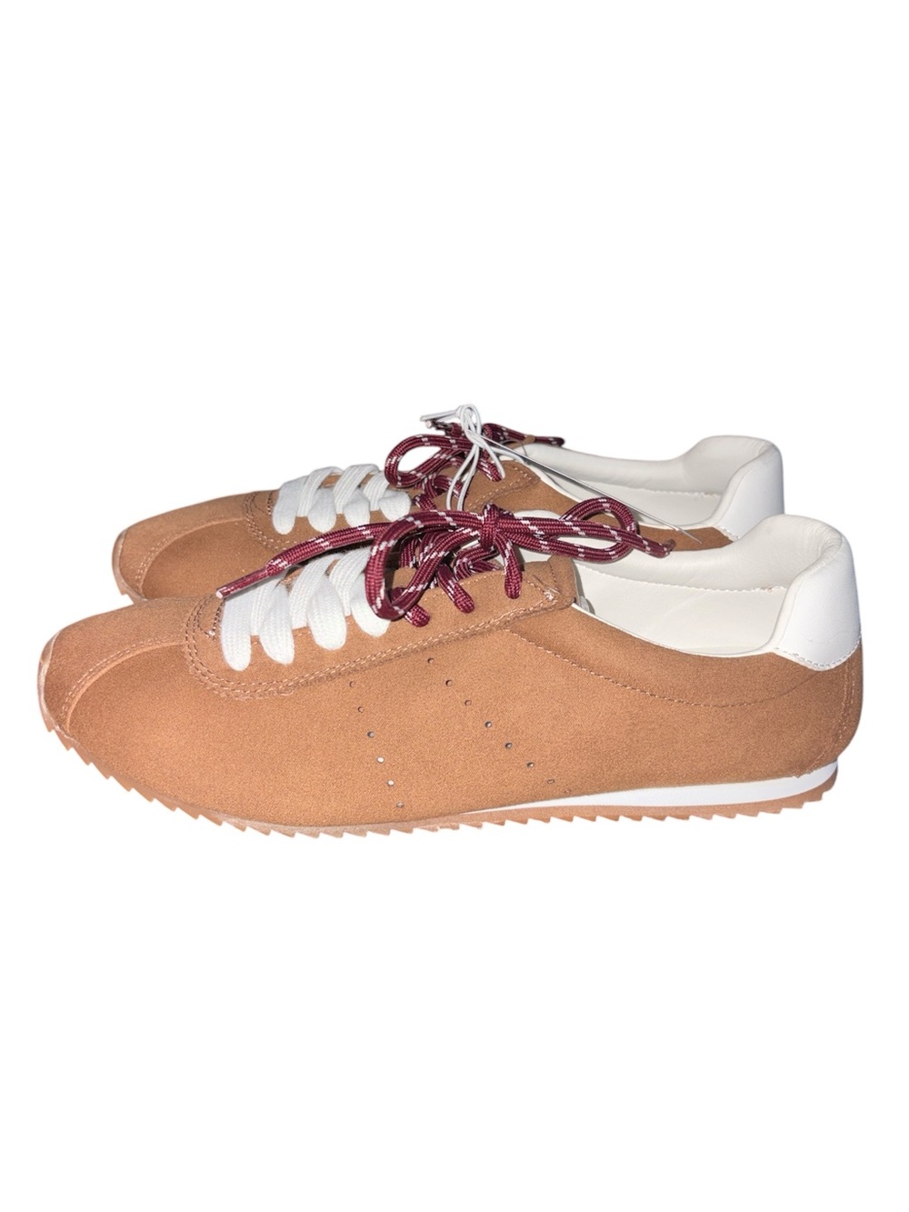 Women's Lace-Up “JOJO” Sneakers in Tan and White